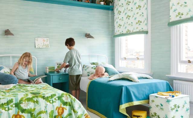 Turtle Reef is also designed by Frann Preston- Gannon. These playful prints bring us on an adventure to deep dive into the ocean and see the turtles in the sea dive and dance in swirling seaweed, whilst fish and seahorses twist and twirl and tiny turtles little flippers flutter through the ocean’s tides.