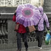 Outside the world of politics - Ireland’s second favourite subject, the weather, has been down right miserable. Pictured are two brave souls trying to cross Sarsfield Bridge Picture: Michael Cowhey