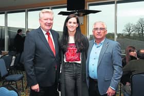 Joe Connolly (Red Mills), jockey Rachel Blackmore and Barry Hickey (Kilkenny GAA) were in Gowran Park to launch the Kilkenny venue’s racing calendar for 2020 Picture: Vicky Comerford