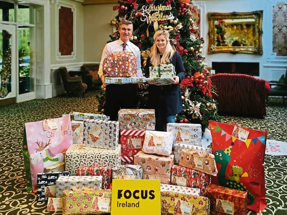 Conor Fitzgerald, Woodlands House Hotel, Adare and Aoife Sheehan, Focus Ireland, pictured at the Gift for Giving Tree at the hotel The gifts were distributed to children in homeless accommodation