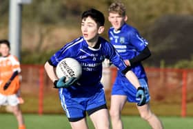 Ryan  McElhennon scored 0-3 for St Colm's.  (Pic: Mary K Burke)