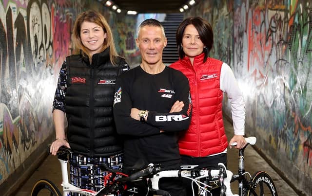 Danielle McBride, Brand Manager at White’s Oats with Irish Ultra-Endurance Cyclist Joe Barr and Jillian Mooney, Team Joe Barr Performance Nutritionist