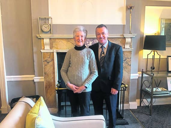 Civic Trust CEO Ciaran Conroy pictured with Caroline Roche, who lived in the Butler House from 1947 to 1971, and recently returned for a visit