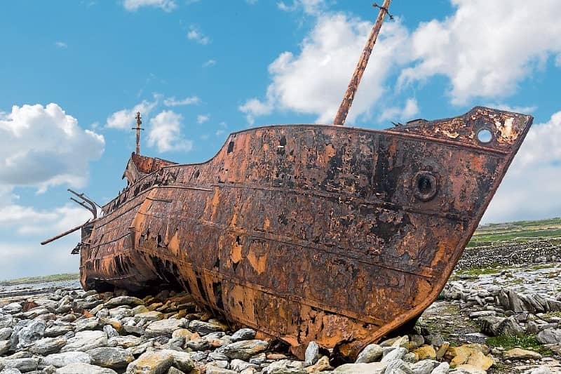 The shipwreck of the Plassy on  Inis Oirr, one of the Aran Islands