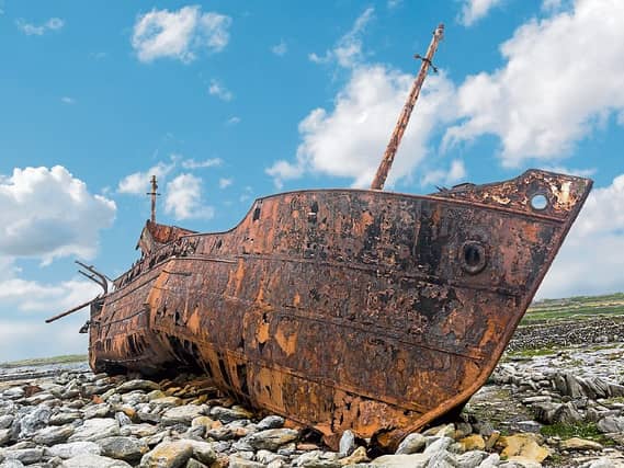 The shipwreck of the Plassy on Inis Oirr, one of the Aran Islands