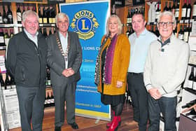 Padraig Keegan, Lions Club, Rodger Curran, President KK Lions Club, Karen Lowther, School of the Holy Spirit Principal, Mark Tormey, Wine Centre and John O'Regan, Lions Club