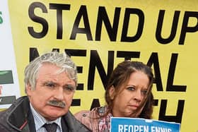 Deputy Willie O'Dea at the Stand Up For Mental Health march alongside former councillor Mary Cahillane