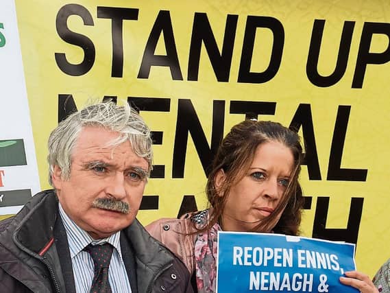 Deputy Willie O'Dea at the Stand Up For Mental Health march alongside former councillor Mary Cahillane
