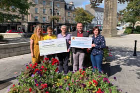 John Joe Byrne and his daughter Mary along with members of the Irish Cancer Society and Donegal Hospice