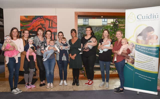 Members of Cuidiu pictured with breastfeeding counsellor Lucy Glendinning