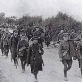 A Free State Army column on the move during the Battle of Kilmallock, the largest single engagement of the Irish Civil War