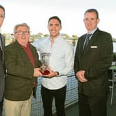 Greg O 'Shea receives his award from Dave O'Hora, Southern, with the Limerick Leader's David Hurley and Pat Reddan, general manager Clayton Hotel
