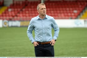 Dundalk FC head coach Vinny Perth at The Ryan McBride Brandywell Stadium earlier this season. (Pic: Sportsfile)