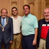 John and Jimmy Tight with Mayor Martin Brett, Preston Seiler, Mayor of Fort Lauderdale, and Sean O'Neill