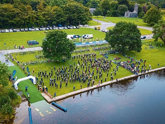 A view of the start of the Waterways Ireland Lough Key Sprint Triathlon