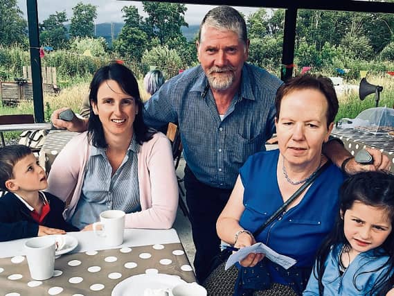 Gillian and Bernie Conway with Gillian’s children and Seanie Crotty taking a break at Burncourt Gala Day on Sunday last