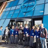 Members of the school's robotics club on their visit to Dell