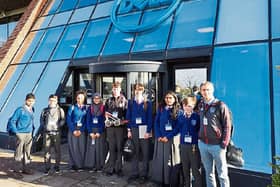 Members of the school's robotics club on their visit to Dell