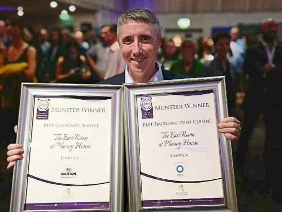 Chef Derek Fitzpatrick picing up two previous honours for the East Room, which can now add two AA Rosettes to its roll of honour
