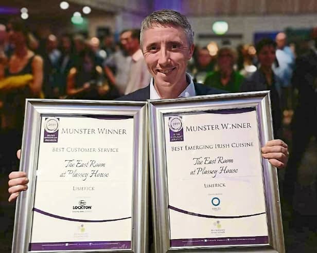 Chef Derek Fitzpatrick picing up two previous honours for the East Room, which can now add two AA Rosettes to its roll of honour