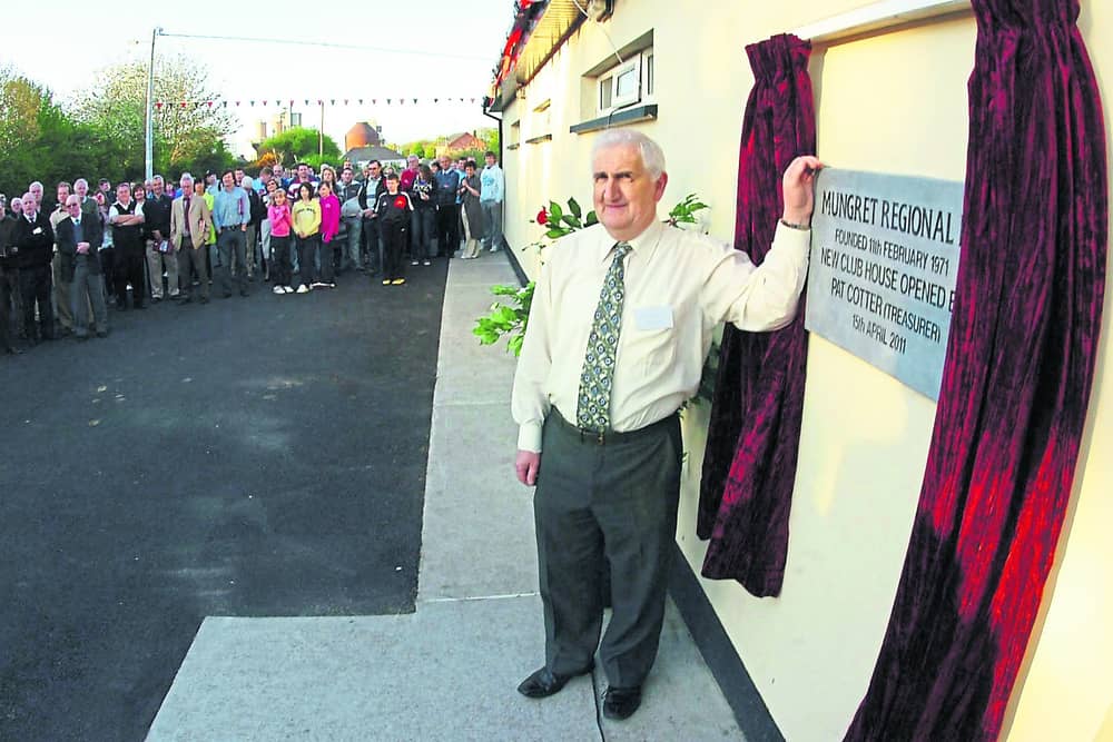Pat Cotter performing the opening of Mungret Regional Football Club new clubhouse and astroturf