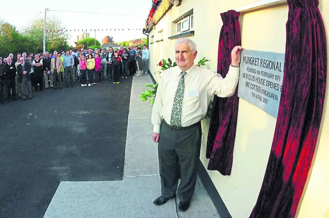 Pat Cotter performing the opening of Mungret Regional Football Club new clubhouse and astroturf