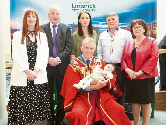 Mayor Michael Sheahan with family at County Hall | Picture: Liam Burke/Press 22