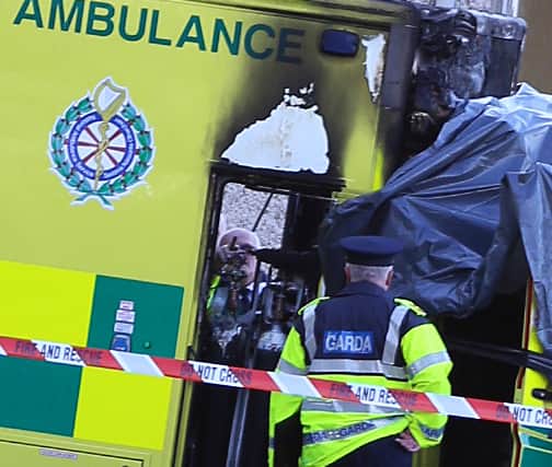 It's not known what caused the fire - which broke out in the ambulance after 1.30pm - but an oxygen tank (pictured below) may be linked to the incident.
