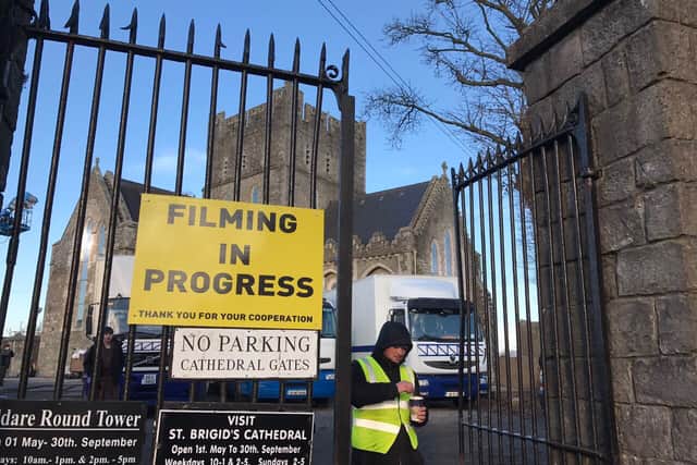 A number of locals have been hired for extras for the three days of filming which was kept under tight security by security personnel (pictured below).