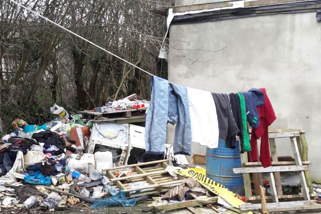 There was nobody present when these exclusive photos were taken but there is clear evidence that several people have been living in the area for some time until very recently.