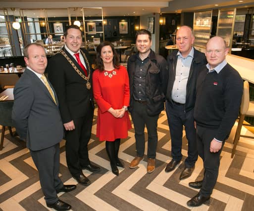 Manager Clement Gleeson pictured with Mayor Peter Chap Cleere, Laura La Brooy, Cllr Andrew McGuinness, Martin Cornally and Cllr David Fitzgerald