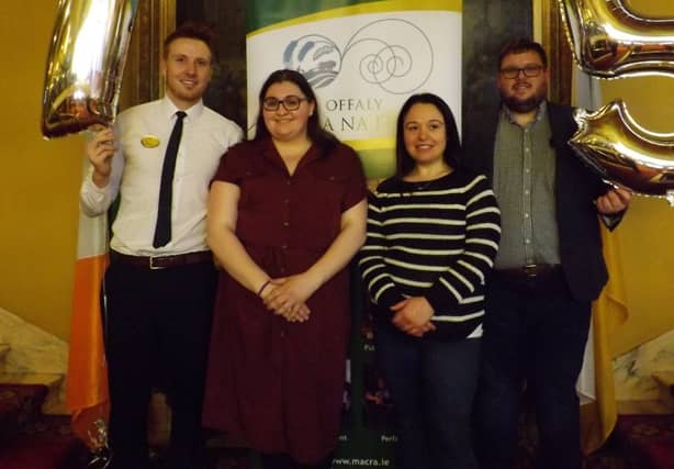 75th Macra County Dinner Dance Launch - (L-R): Ryan Leneghan (Bridge House Hotel, Tullamore), Martina Mealiffe (County Chairperson), Deirdre Colgan (County Secretary) and Steven Kelly