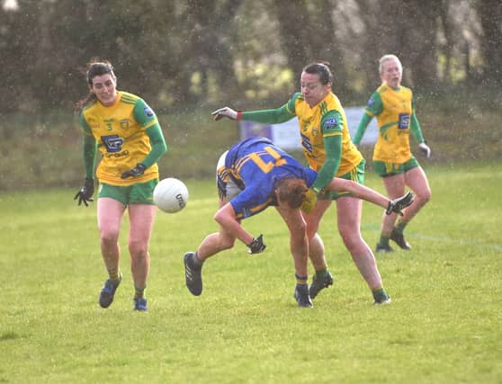 Action from Donegal v Tipperary at a wintry Convoy Picture: Geraldine Diver