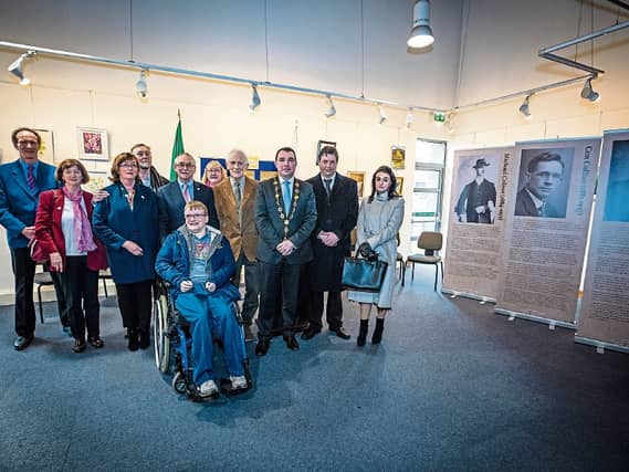 Family members of Con Collins, Michael Colivet and Dr Richard Hayes with Mayor James Collins at County Library commemoration Picture: Keith Wiseman