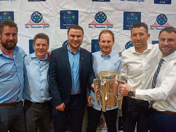 Barry Doherty, Michael Clancy, Richie McCarthy, Barry O’Brien, Kildimo, Kevin Browne, Bruree and Tom Carroll, Caherline, at the banquet in San Francisco