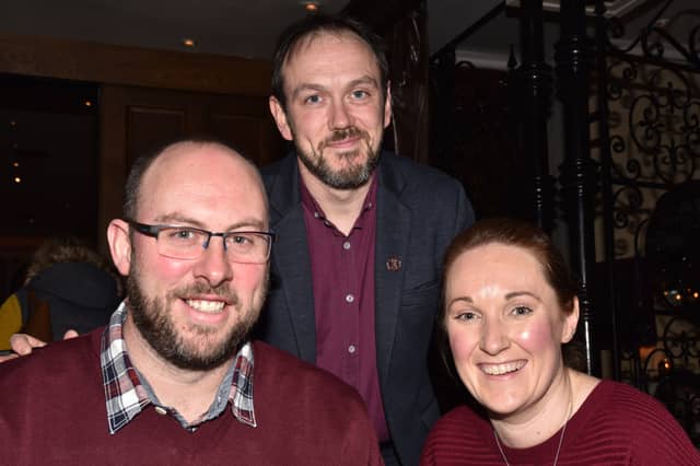 Pictured at the wedding fair in Langtons last Sunday were David Reddy, Eddie Langton in the background and Collette O’Leary to the right Picture: harry Reid