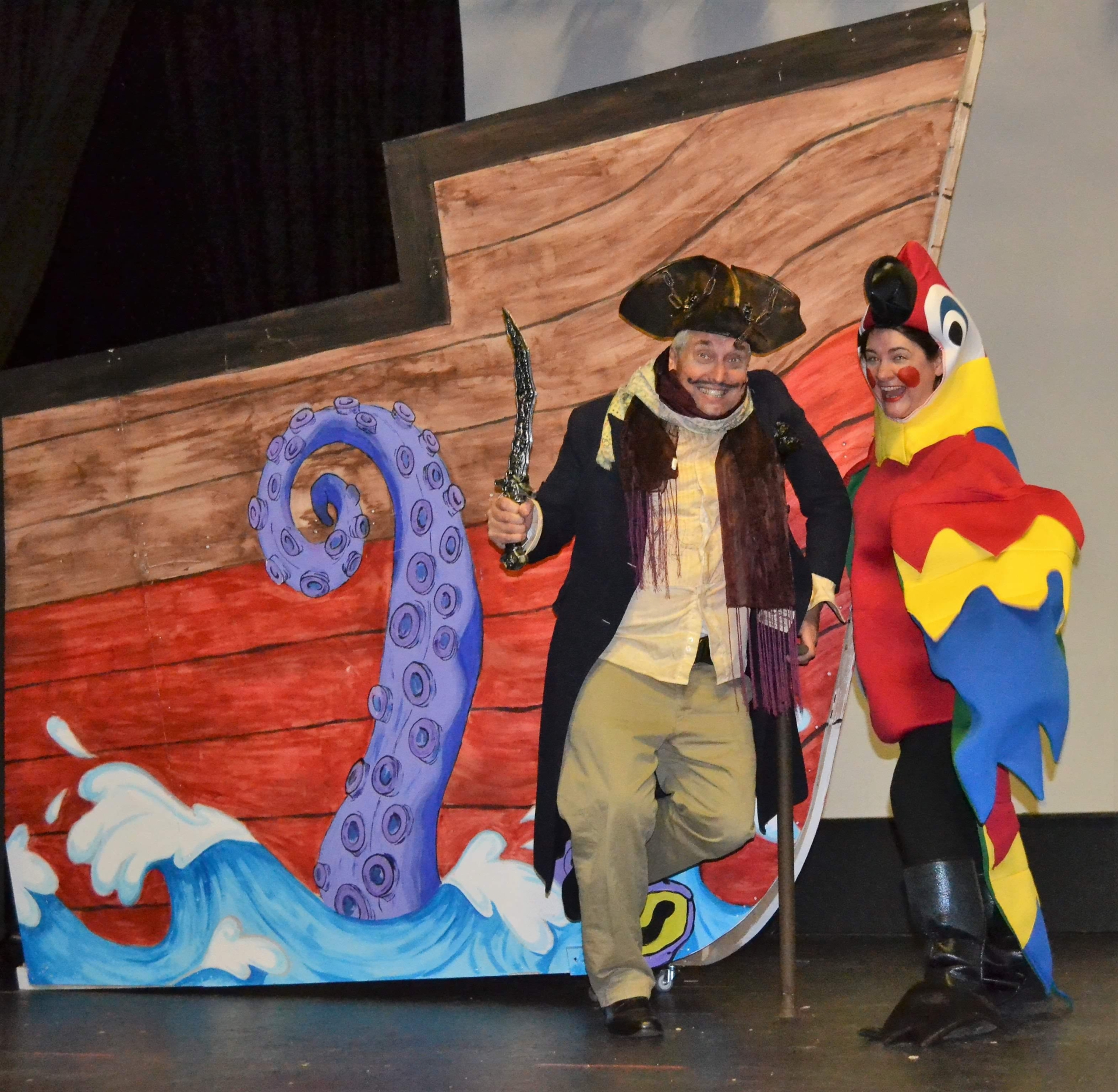Long John Silver (Keith Robinson) and Polly (Emer McShea) from the Treasure Island Panto which runs in the Abbey Arts Centre, Ballyshannon from the 8th to 15th December PICTURE ANDREA WHELAN