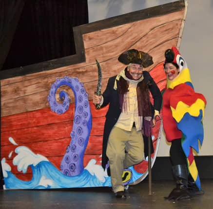 Long John Silver (Keith Robinson) and Polly (Emer McShea) from the Treasure Island Panto which runs in the Abbey Arts Centre, Ballyshannon from the 8th to 15th December PICTURE ANDREA WHELAN