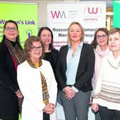 Chairperson of the Roscommon Women's Manifesto Group and LWL Deputy CEO Tara Farrell, USI President Síona Cahill, Samantha Carty, Pat Murphy, Longford Women's Link Chairperson Sheila Reilly and Ciairí