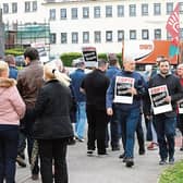 Over 50 porters picketed outside UHL this Tuesday morning over issues in relation to communal space Picture: Press 22