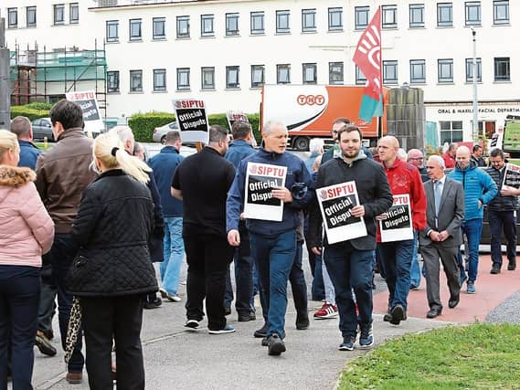 Over 50 porters picketed outside UHL this Tuesday morning over issues in relation to communal space Picture: Press 22