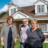 Senator Maria Byrne, with Leonard and Majella Croxton, whose home has been affected by pyrite, below