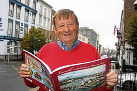 A strol down memory lane: Sean Curtin with his book and below, some of the pictures
