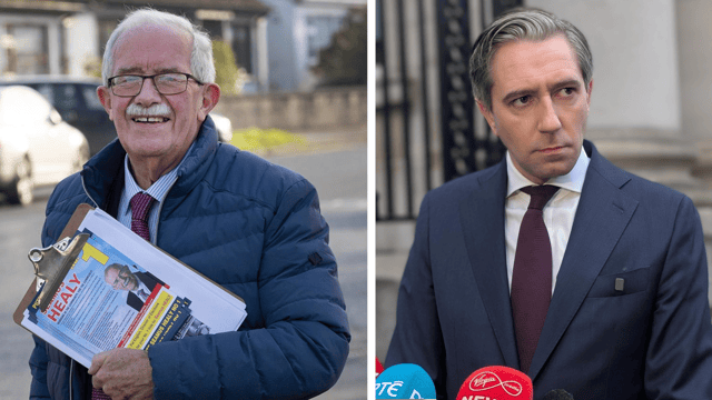 Independent TD Seamus Healy and Tánaiste Simon Harris