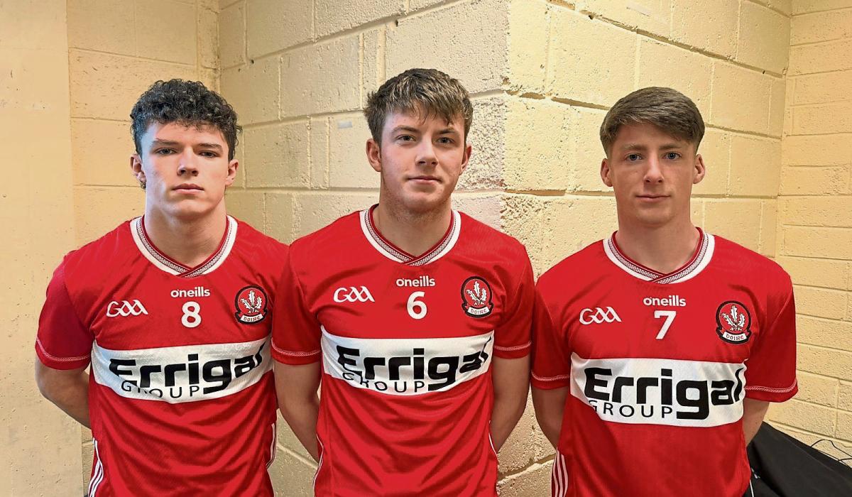 From left: Paul McNicholl (Ballinascreen), Tiarnan Melaugh (Lavey), Deaglán McNamee (Slaughtneil).