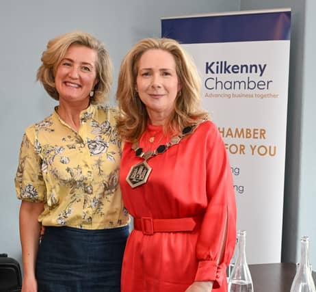 Outgoing President Anne Barber (L) with new President Claire McInerney Brown (R). Photo: Vicky Comerford