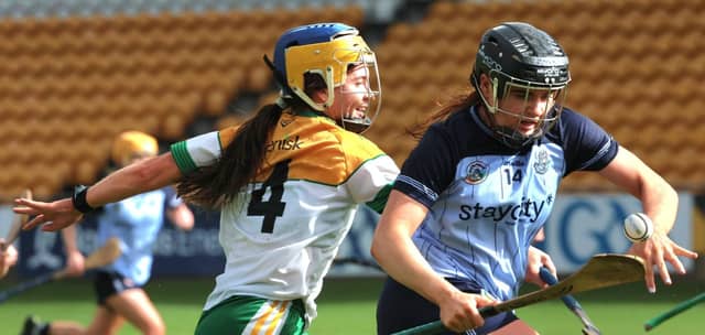 Aisling Gannon, Dublin takes on Offaly's Una Kilmartin. Picture: Ger Rogers