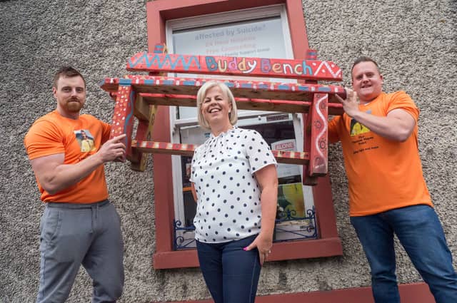 James Fennelly and Dan Comerford pictured with founder of the Thomas Hayes Trust, Angela Hayes