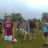 Aidan Nolan after a fine game at midfield for Dicksboro against Carrickshock in Dunnamaggin this evening