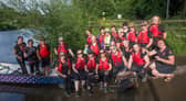 Nore Dragon Paddlers getting ready to enter the River Nore at the Canal Walk in Kilkenny city